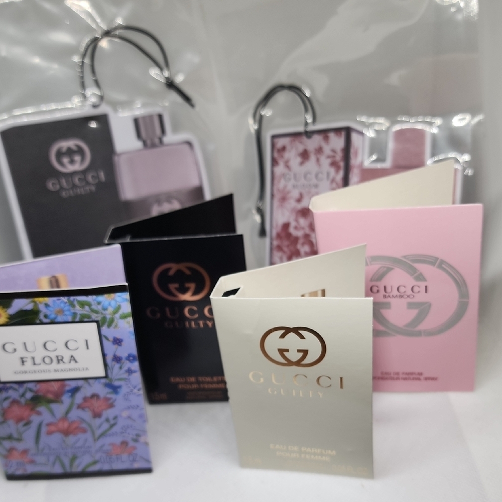 Gucci Perfume Sample Collection with Floral and Pink Accents - Picture 2 of 2